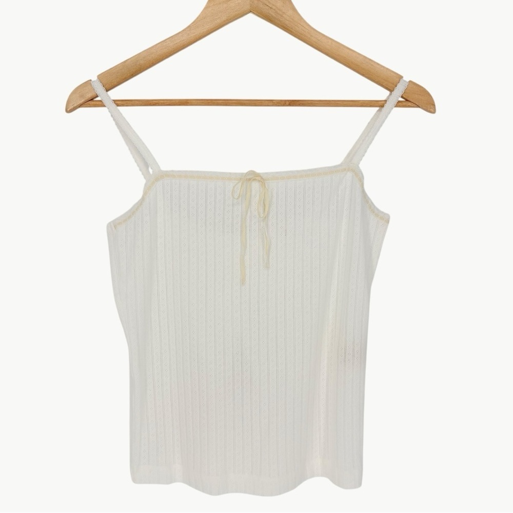 DÔEN Ligea Pointelle Organic Cotton Cami Medium Salt Romantic Cottagecore New - Picture 6 of 13